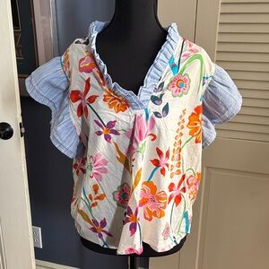 THML Multicolor Floral Ruffle Blouse